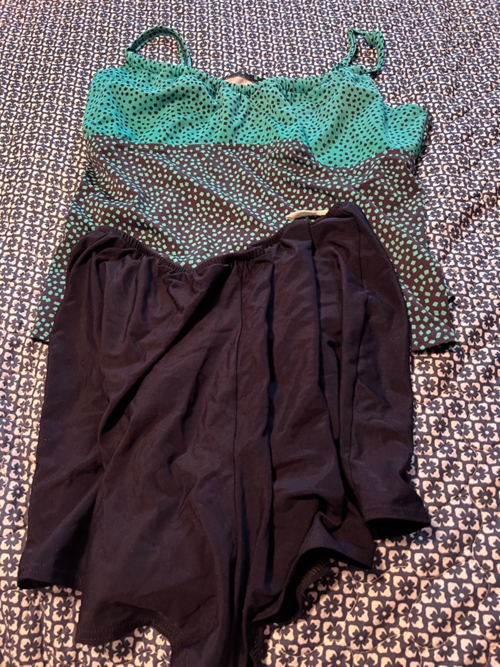 24th & Ocean Teal and Blue Printed Swim Top